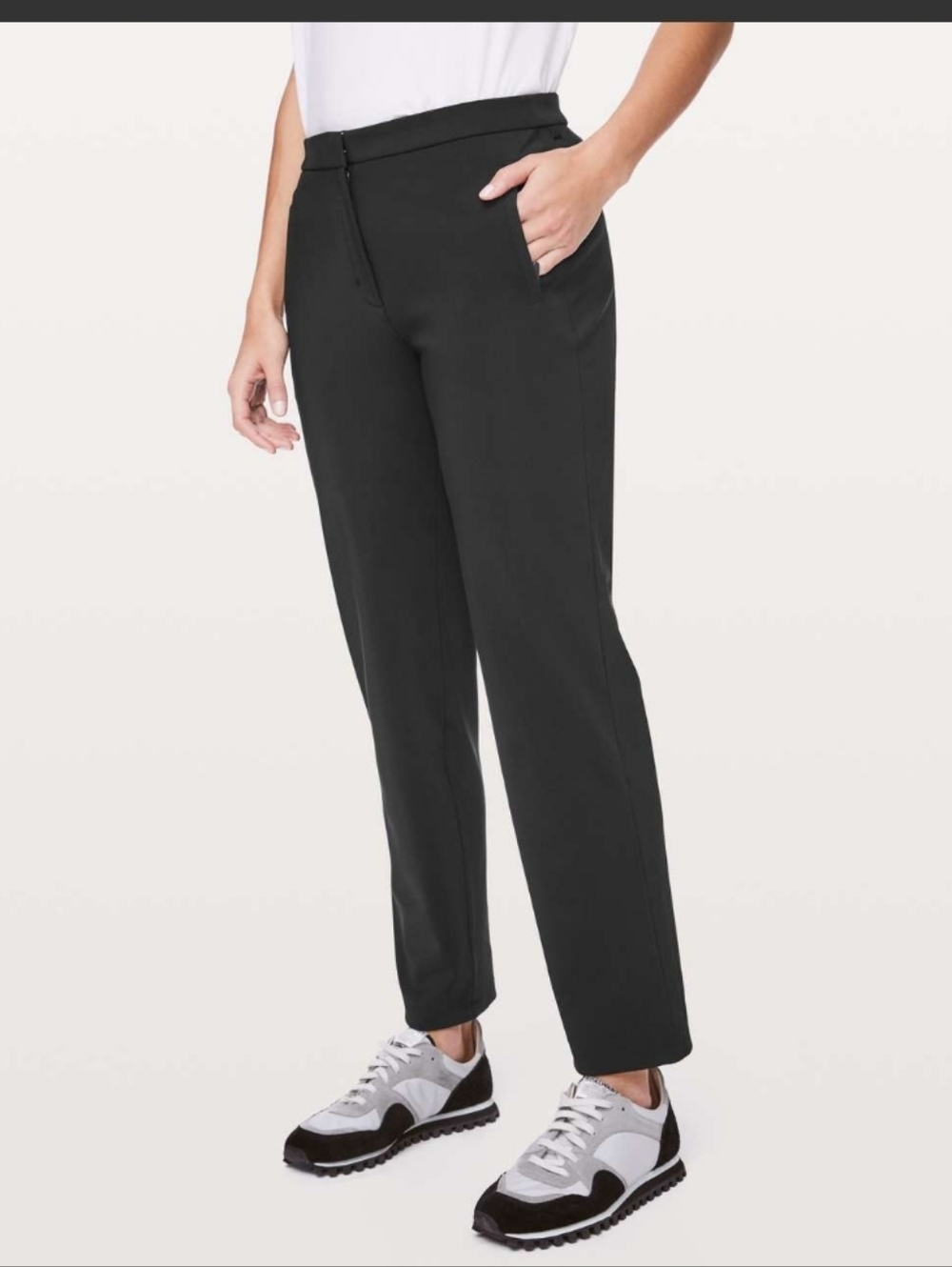 Lululemon On The Move Ponte Pants Black Size 10 Mid Rise Slim Work Travel